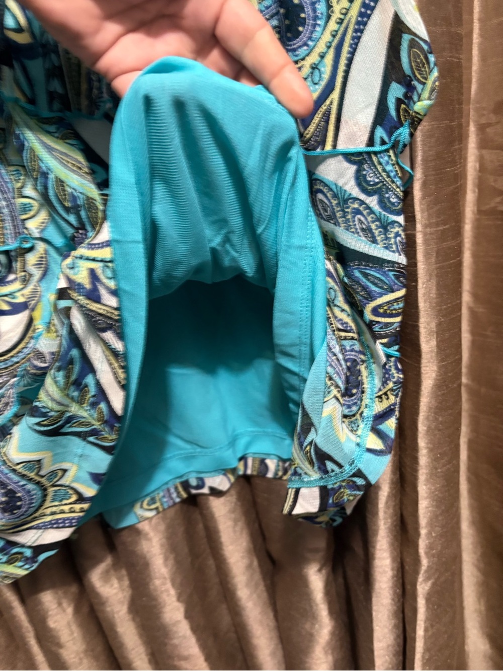 Apt. 9 Teal Paisley Ruffle Short Sleeve Blouse #2007 - Picture 5 of 7